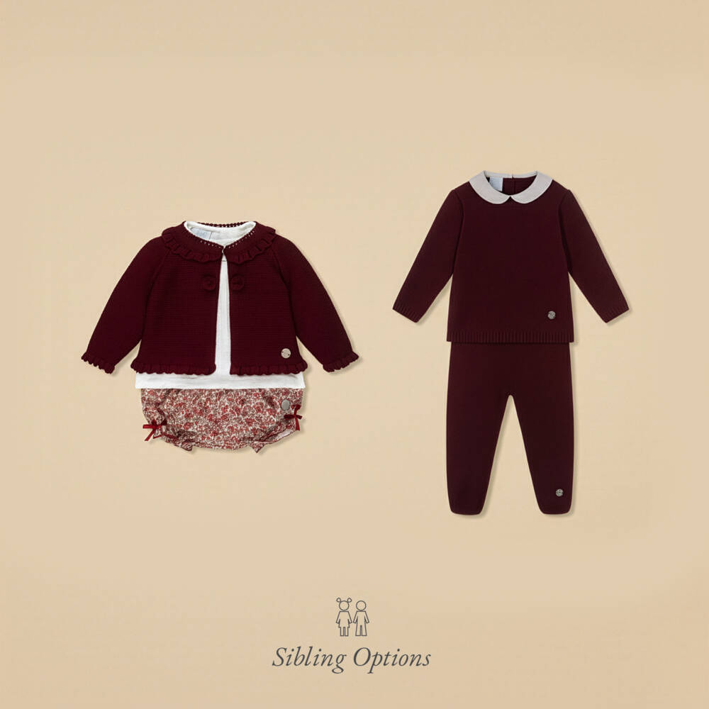 Artesanía Granlei-Boys Burgundy Knitted Trouser Set | Childrensalon Outlet