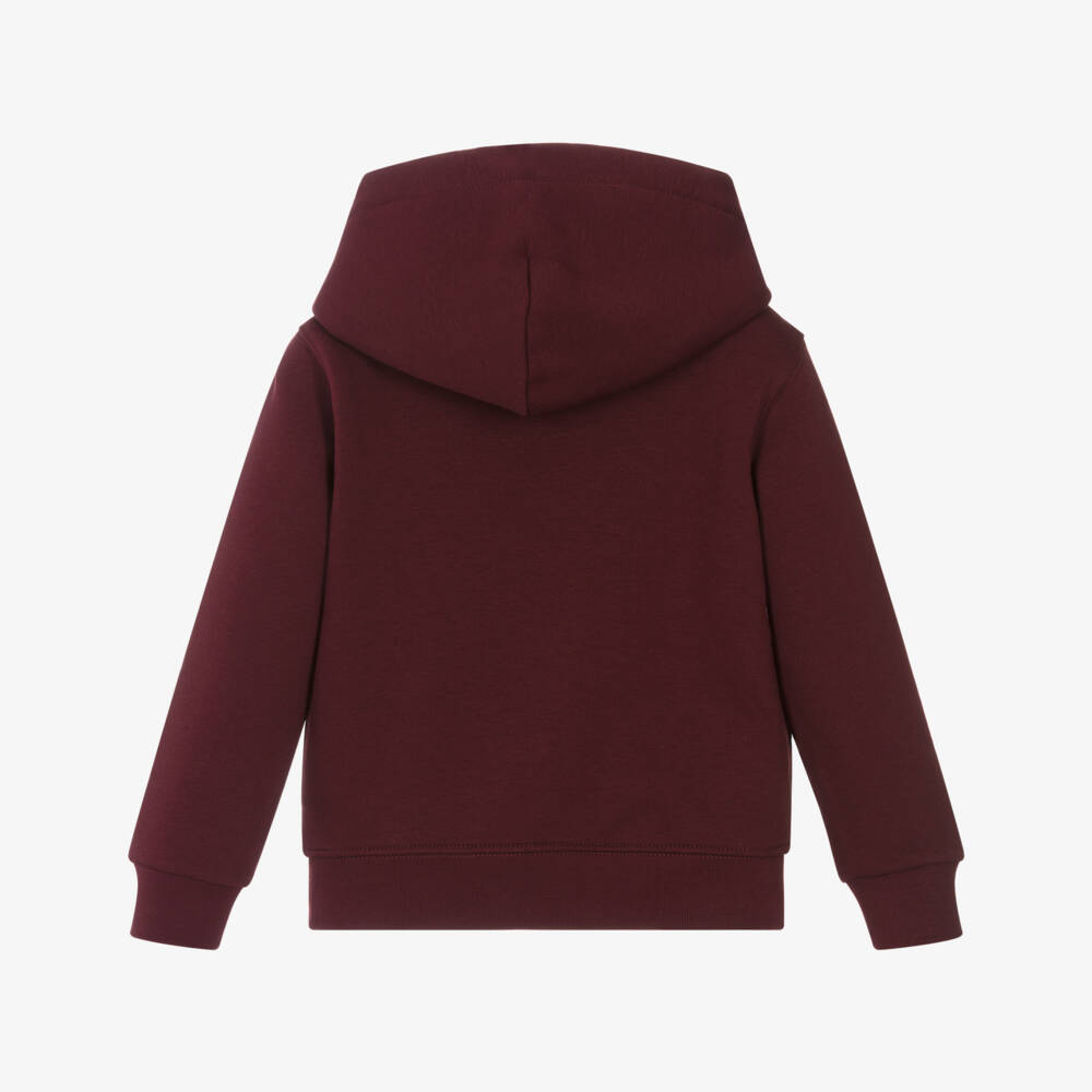 Ralph Lauren-Boys Burgundy Red Polo Bear Cotton Jersey Hoodie | Childrensalon Outlet