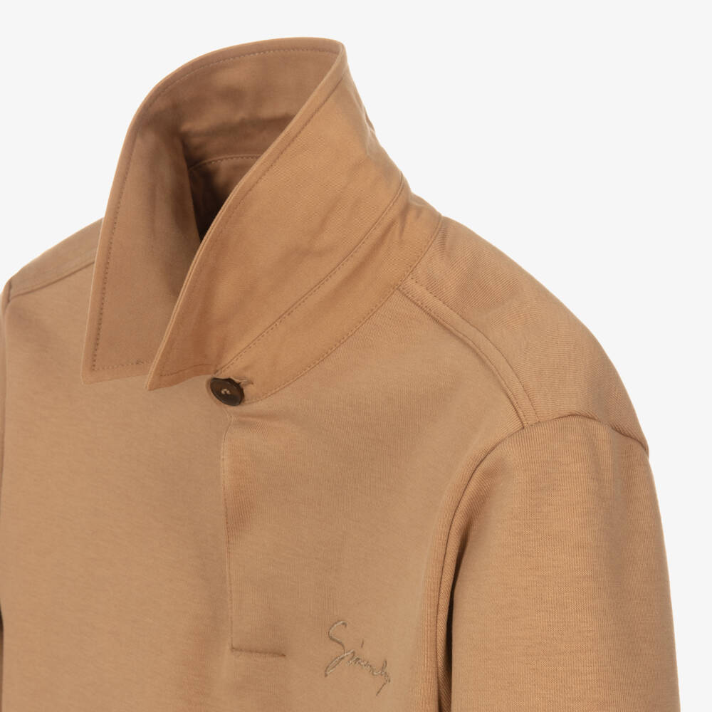 Givenchy-Boys Camel Brown Cotton Jersey Polo Top | Childrensalon Outlet