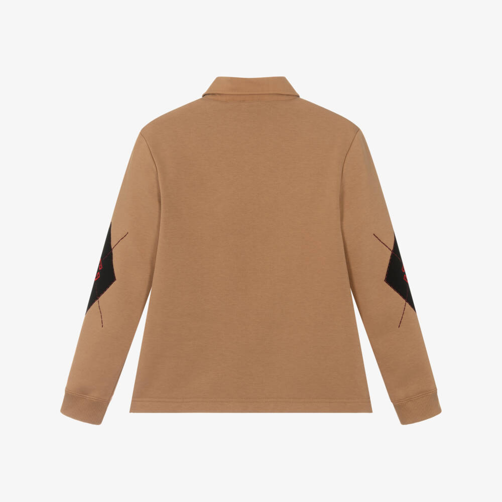 Givenchy-Boys Camel Brown Cotton Jersey Polo Top | Childrensalon Outlet