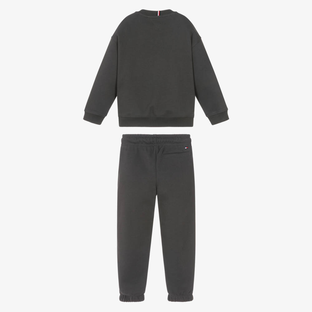 Tommy Hilfiger-Boys Charcoal Grey Cotton Logo Tracksuit | Childrensalon Outlet