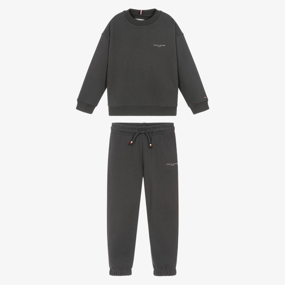 Tommy Hilfiger-Boys Charcoal Grey Cotton Logo Tracksuit | Childrensalon Outlet