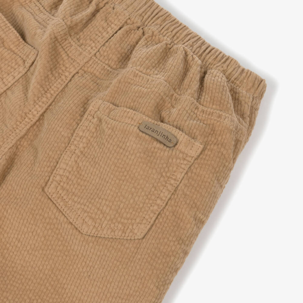 Laranjinha-Boys Dark Beige Cotton Corduroy Trousers | Childrensalon Outlet