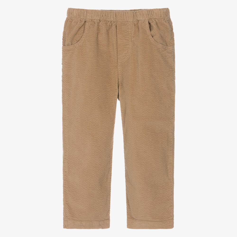 Laranjinha-Boys Dark Beige Cotton Corduroy Trousers | Childrensalon Outlet