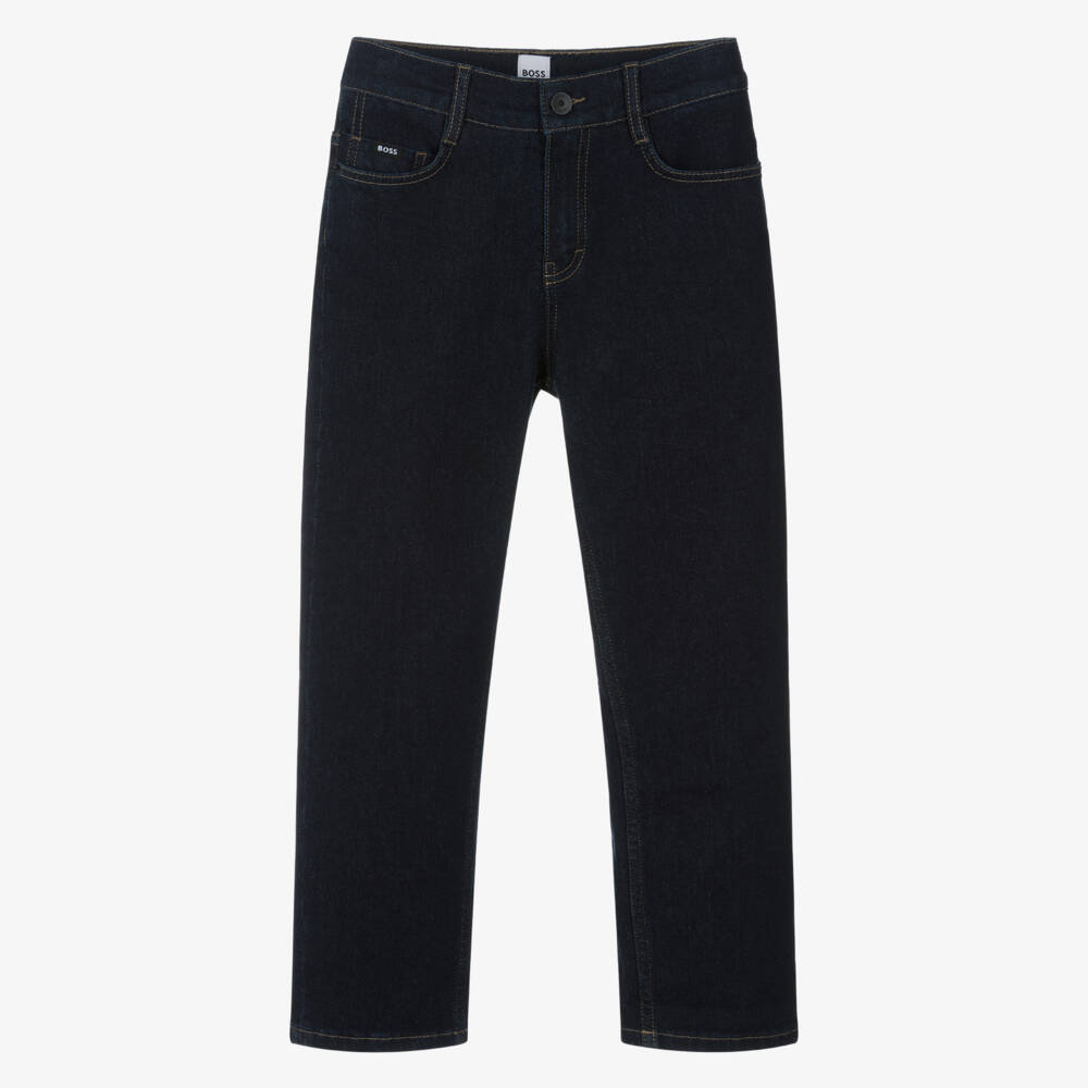 BOSS-Boys Dark Blue Loose Fit Denim Jeans | Childrensalon Outlet