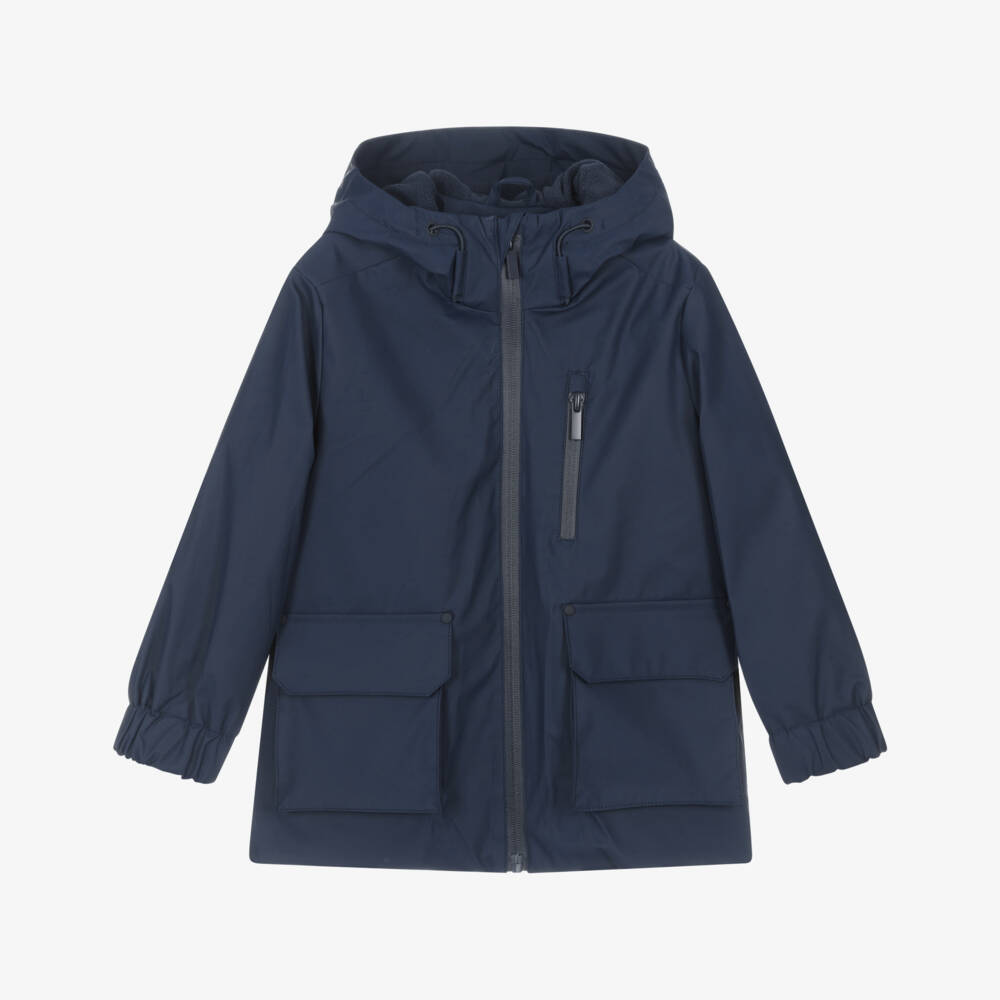 Mayoral-Boys Dark Blue Raincoat with Fleece Lining | Childrensalon Outlet