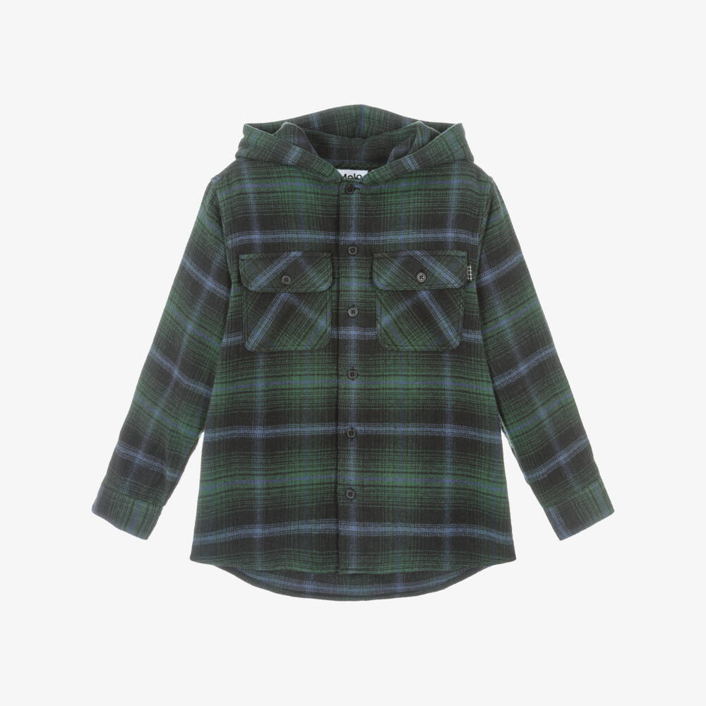 Molo-Boys Dark Green Cotton Checked Shirt | Childrensalon Outlet
