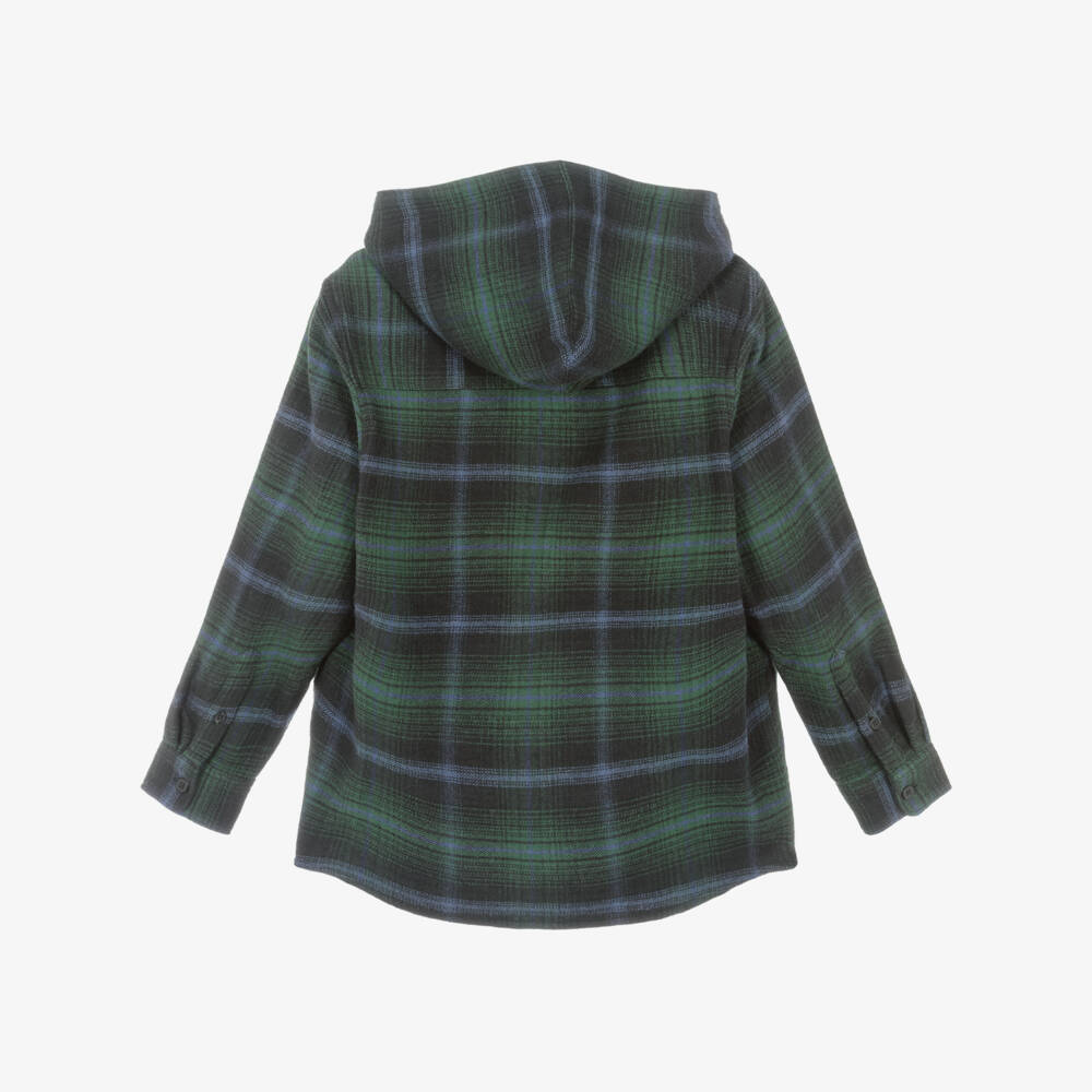 Molo-Boys Dark Green Cotton Checked Shirt | Childrensalon Outlet