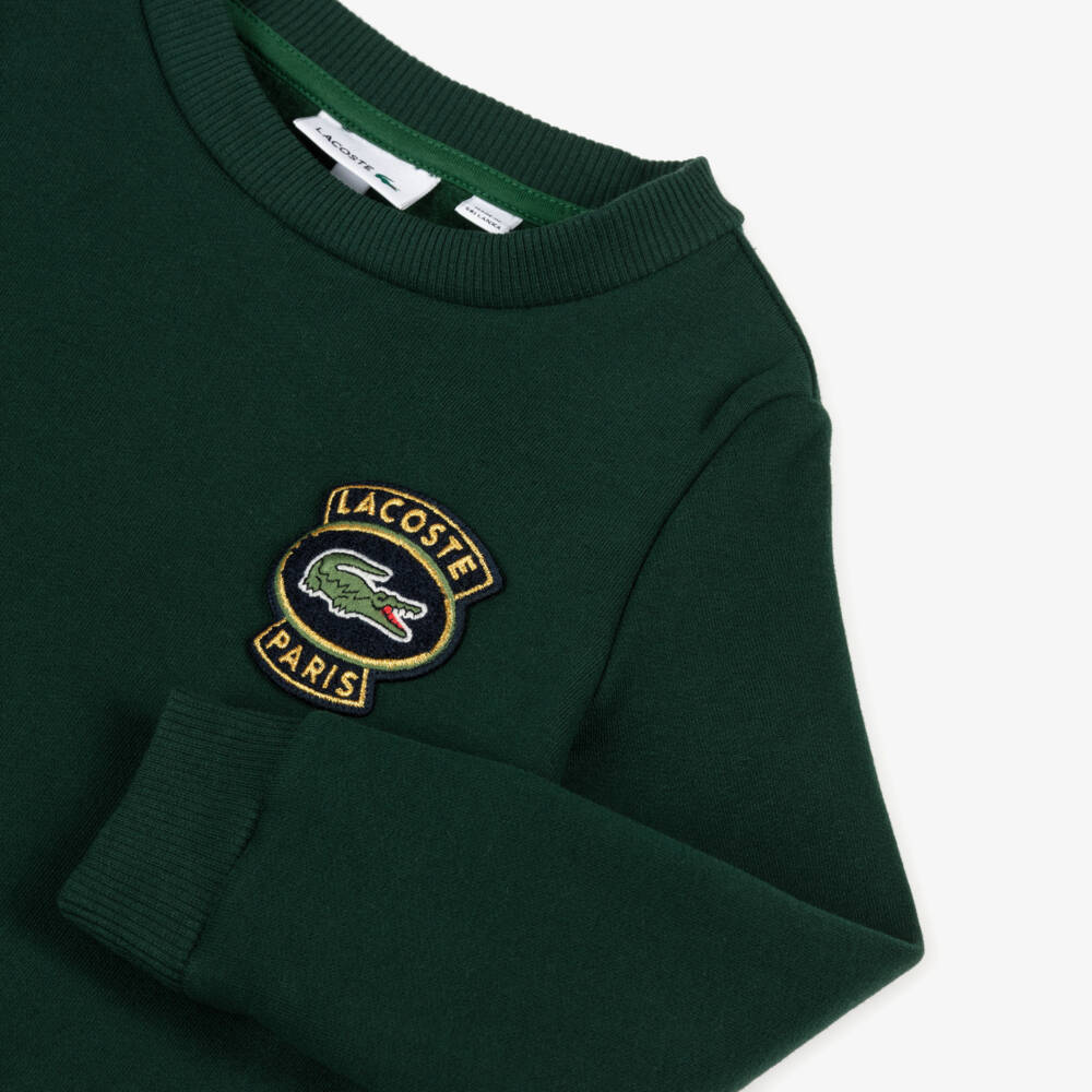 Lacoste-Boys Dark Green Sweatshirt with Crocodile Logo Patch | Childrensalon Outlet