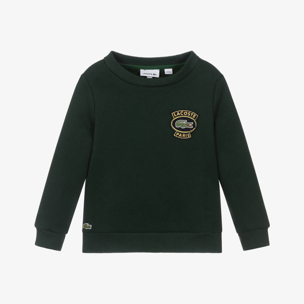Lacoste-Boys Dark Green Sweatshirt with Crocodile Logo Patch | Childrensalon Outlet