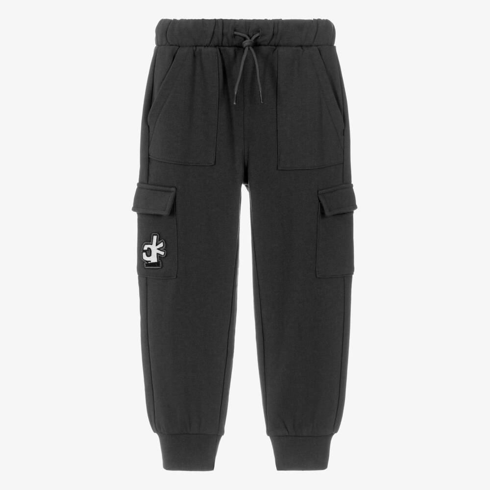 iDO Baby-Boys Dark Grey Cotton Cargo Pocket Joggers | Childrensalon Outlet