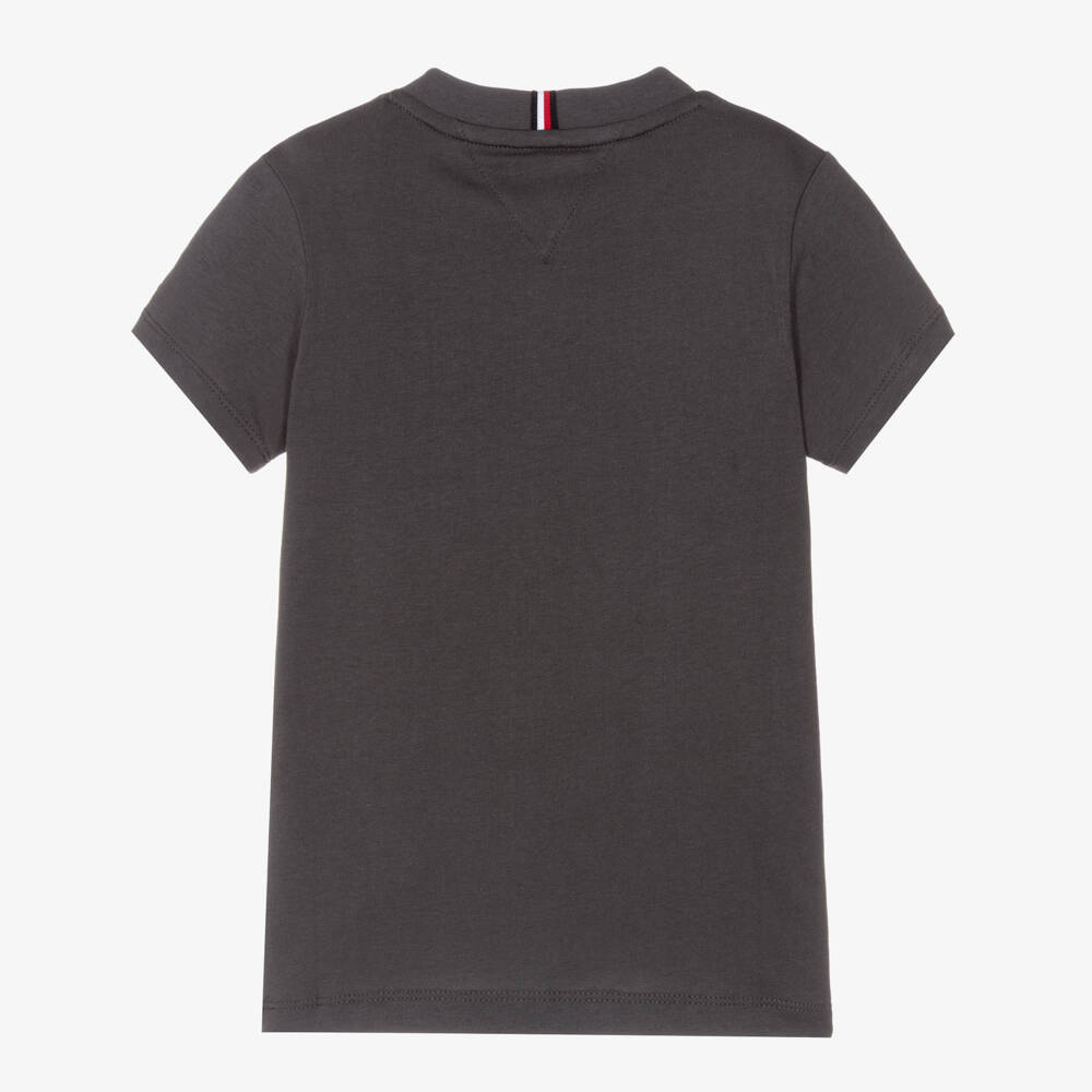 Tommy Hilfiger-Boys Dark Grey Cotton Short Sleeved T-Shirt | Childrensalon Outlet