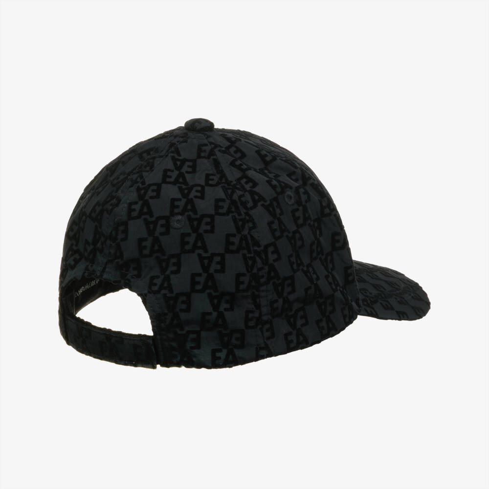 Emporio Armani-Boys Dark Navy Blue Flocked Logo Cap | Childrensalon Outlet