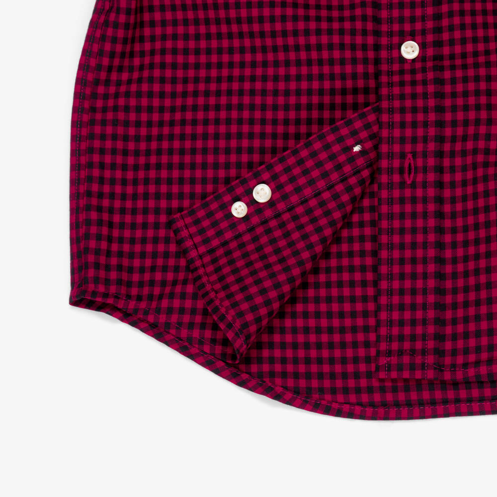 Ralph Lauren-Boys Dark Red Checked Cotton Shirt | Childrensalon Outlet