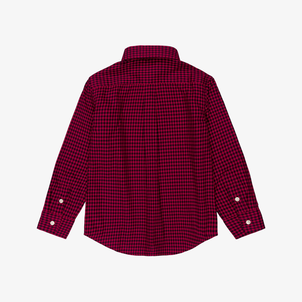 Ralph Lauren-Boys Dark Red Checked Cotton Shirt | Childrensalon Outlet