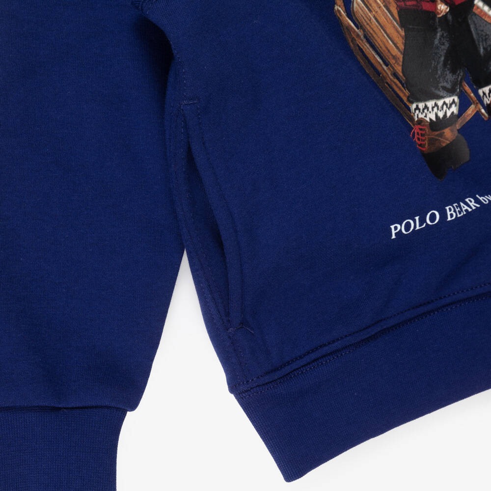 Ralph Lauren-Boys Dark Royal Blue Hoodie with Polo Bear Print | Childrensalon Outlet