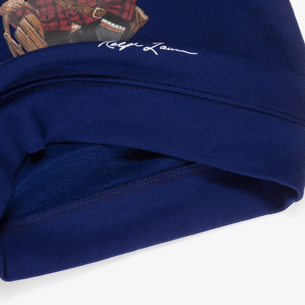 Ralph Lauren-Boys Dark Royal Blue Hoodie with Polo Bear Print | Childrensalon Outlet