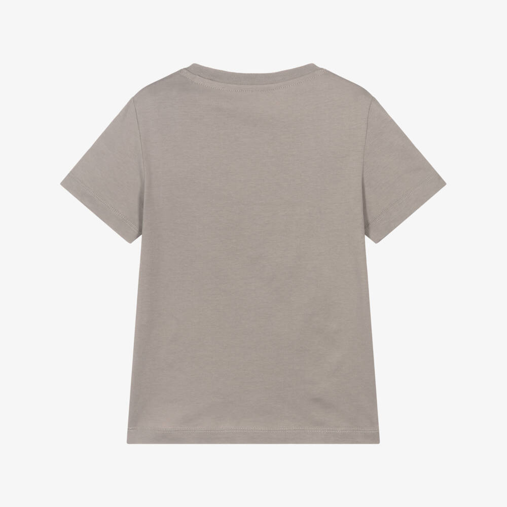 Calvin Klein-Boys Dove Grey Organic Cotton Cityscape Logo T-Shirt | Childrensalon Outlet