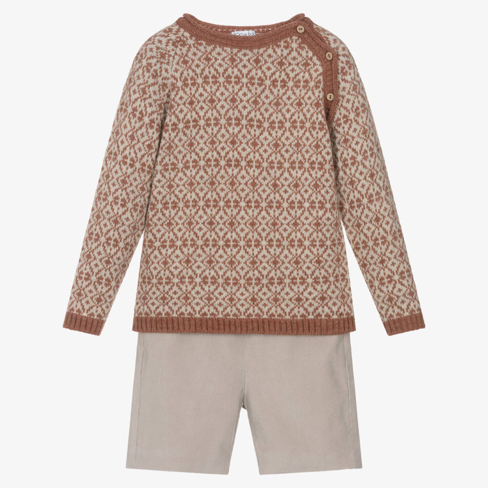 Mebi-Бежевый свитер с узором Fair Isle для мальчиков | Childrensalon Outlet