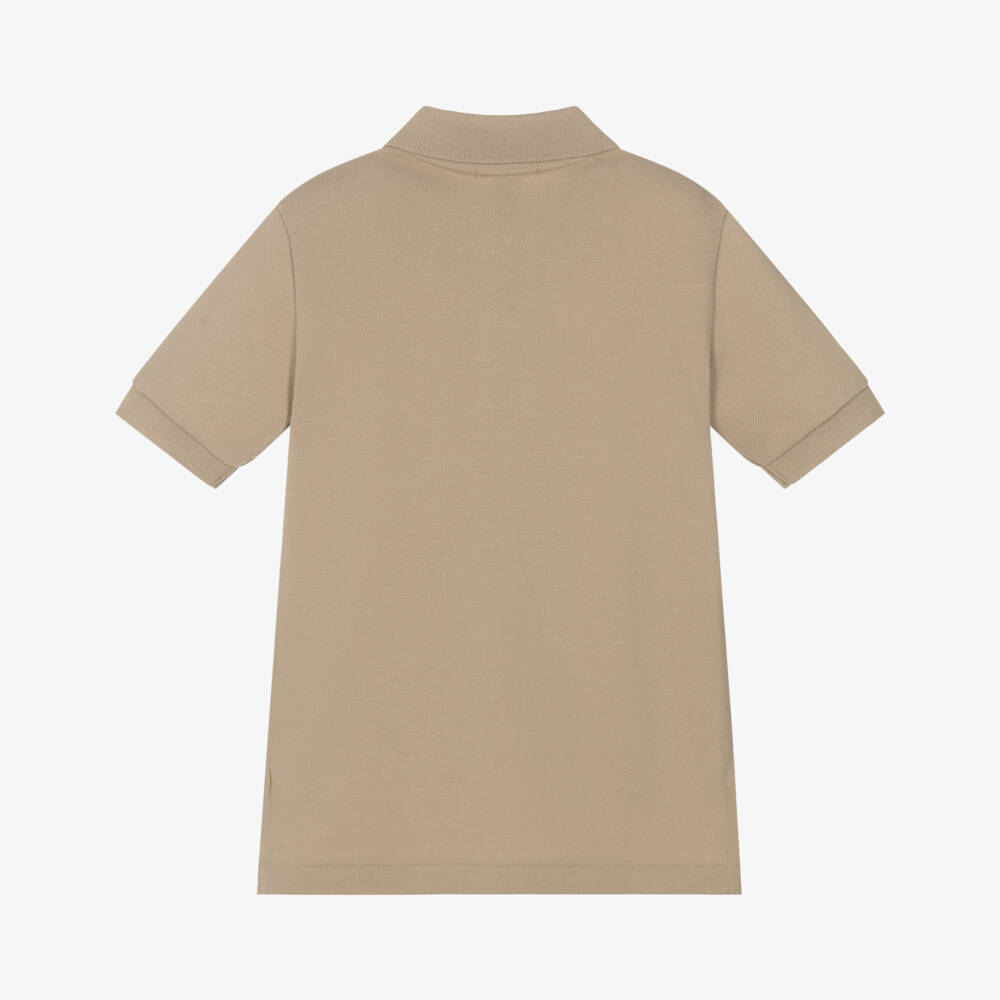 Ralph Lauren-Boys Fawn Beige Short-Sleeve Cotton Polo Shirt | Childrensalon Outlet