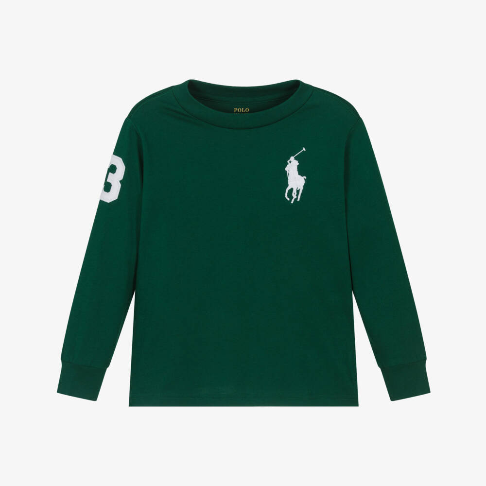 Ralph Lauren-Boys Forest Green Cotton Big Pony Top | Childrensalon Outlet