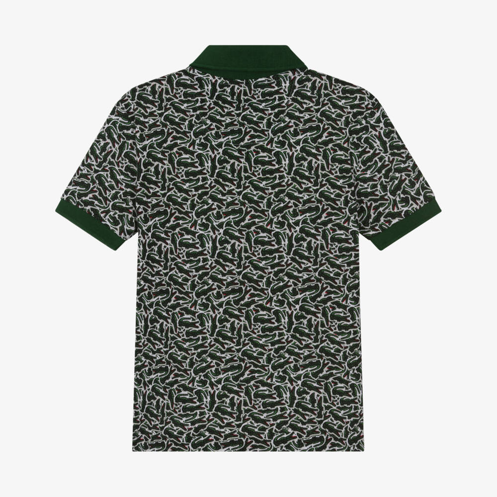 Lacoste-Boys Forest Green Crocodile Print Polo Shirt | Childrensalon Outlet
