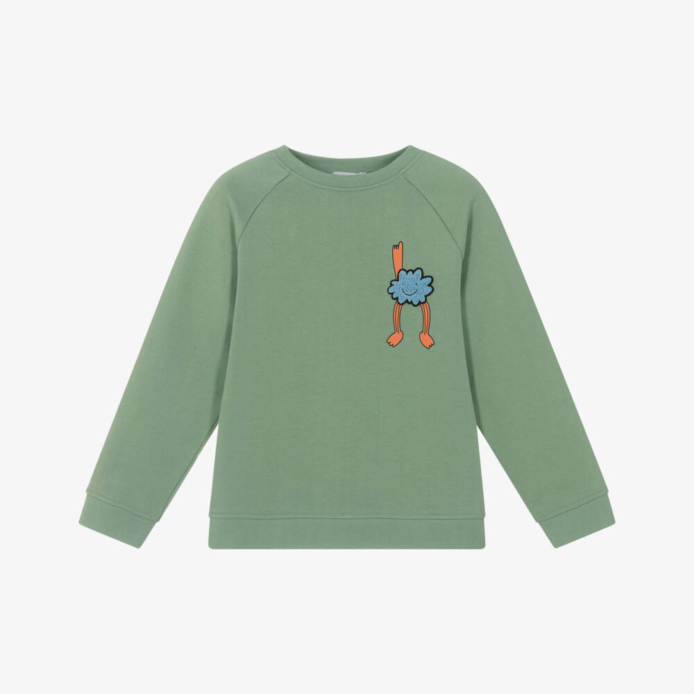 Stella McCartney Kids-Свитшот из хлопка зелёный для мальчиков | Childrensalon Outlet