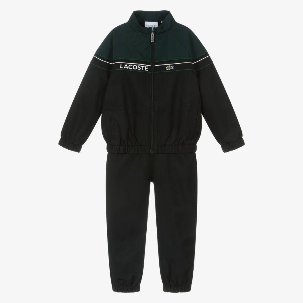 Lacoste-Boys Green & Black Water Repellent Tracksuit | Childrensalon Outlet