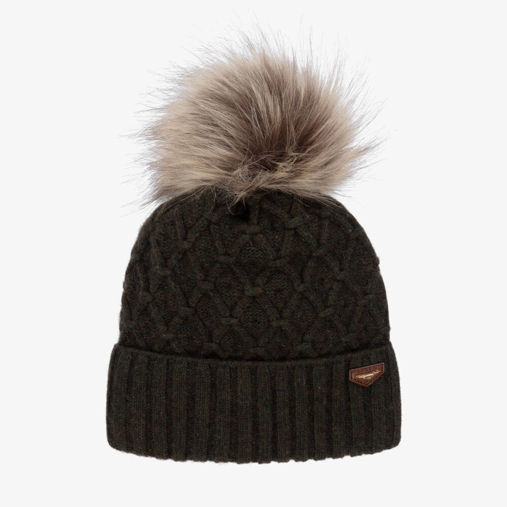 Jamiks-قبعة صوف خضراء للأولاد مزينة بكرات صوفية | Childrensalon Outlet