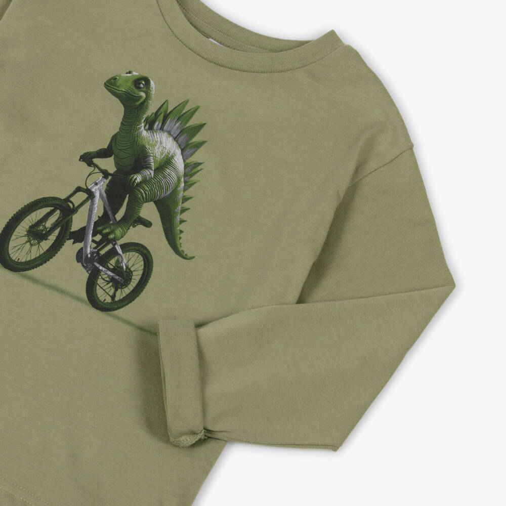 Mayoral-Boys Green Cotton Bike-Riding Dinosaur Top | Childrensalon Outlet