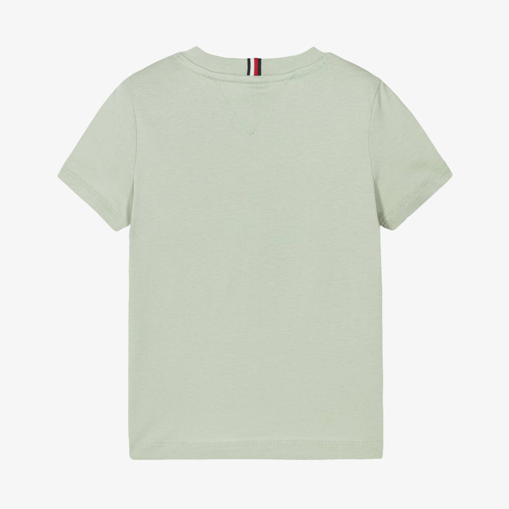 Tommy Hilfiger-Boys Green Cotton Flag Logo T-Shirt | Childrensalon Outlet