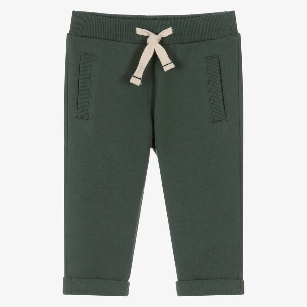 Week-end à la mer-Boys Green Cotton Jersey Joggers | Childrensalon Outlet