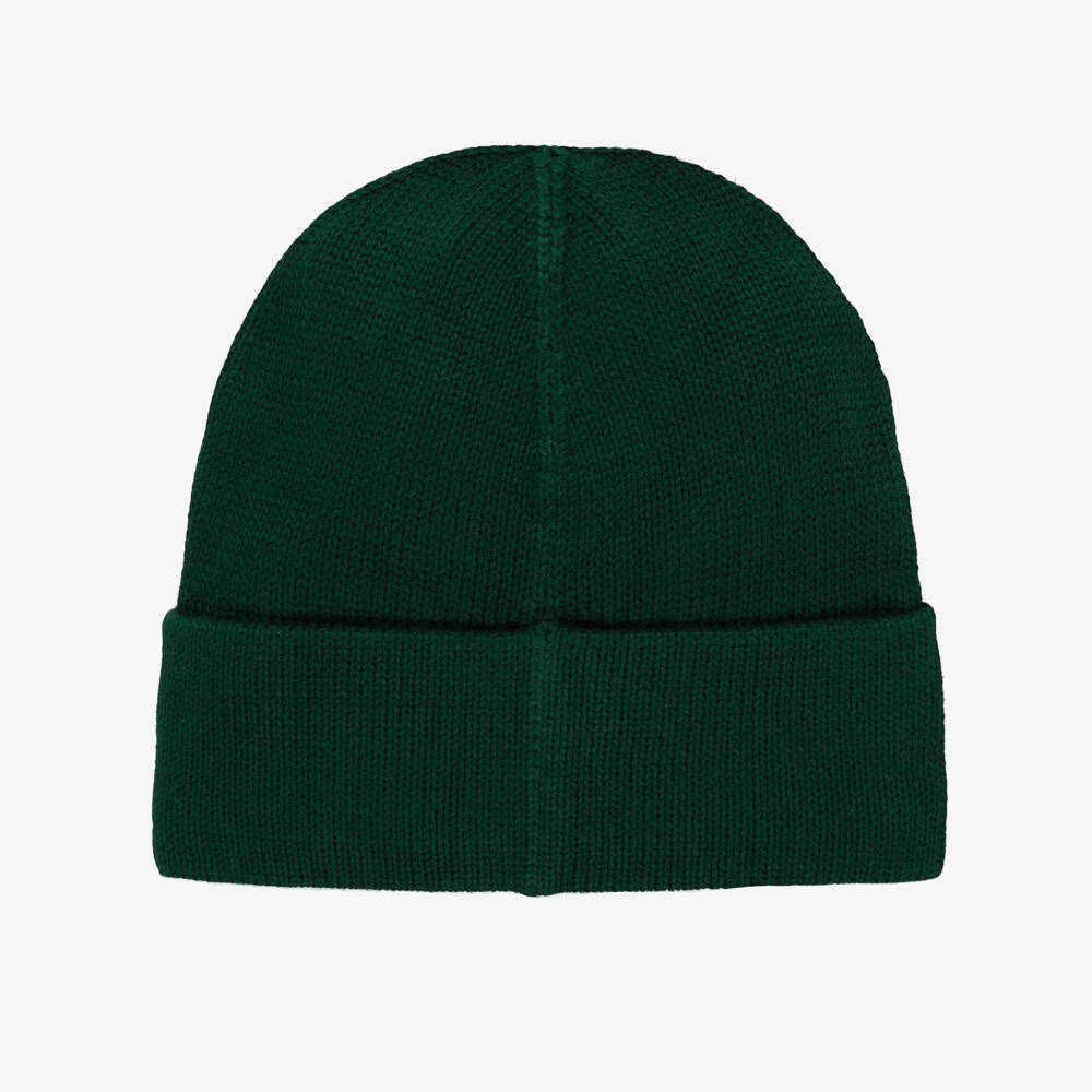Ralph Lauren-Boys Green Cotton Knit Polo Bear Beanie Hat | Childrensalon Outlet