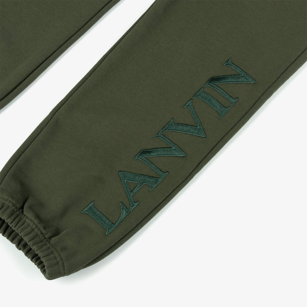 Lanvin-بنطلون رياضي أخضر قطني للأولاد مزين بثعبان | Childrensalon Outlet