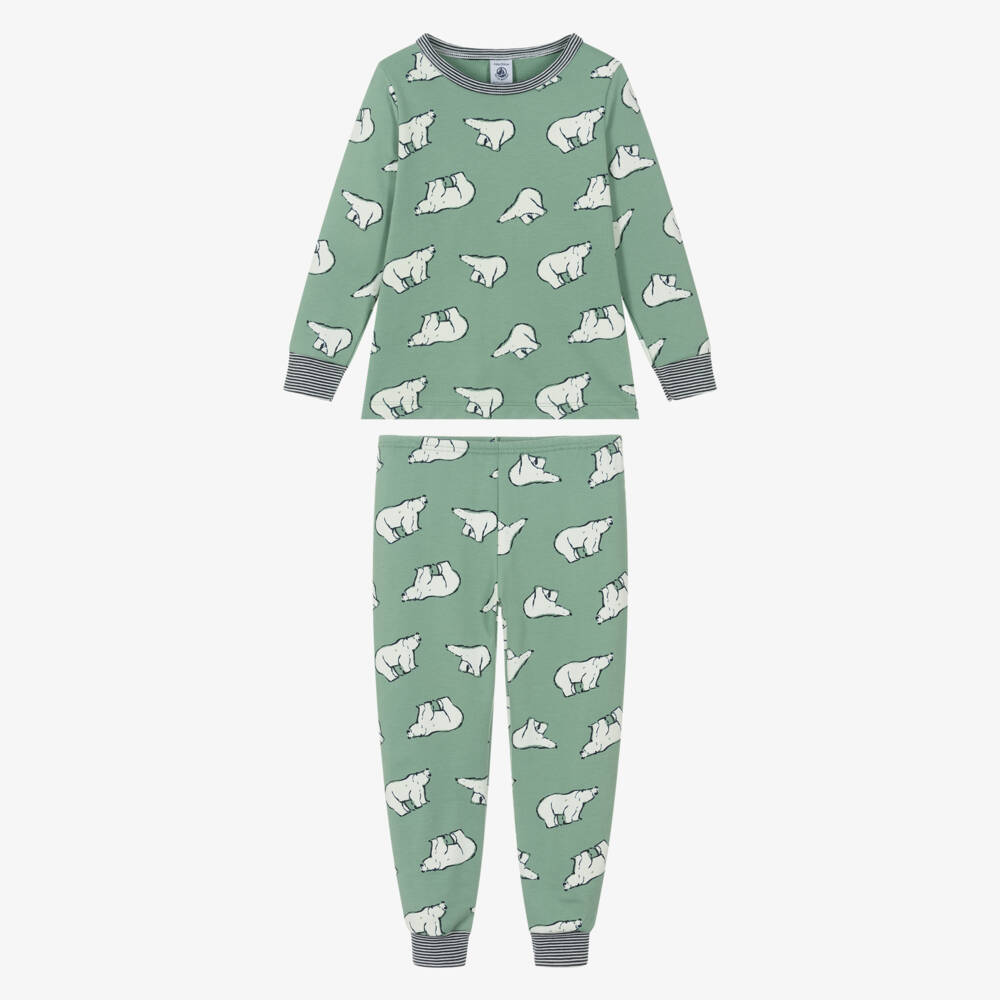 Petit Bateau-Boys Green Cotton Polar Bear Pyjamas | Childrensalon Outlet