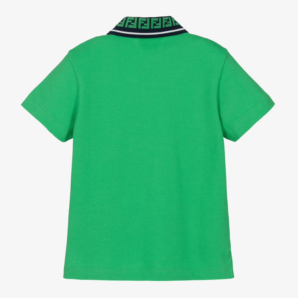 Fendi-Boys Green Cotton Polo Shirt | Childrensalon Outlet