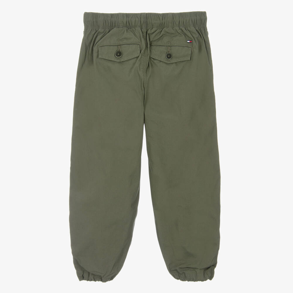 Tommy Hilfiger-Boys Green Cotton Relaxed Parachute Trousers | Childrensalon Outlet