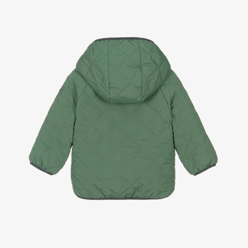 Mayoral-Boys Green & Ivory Reversible Teddy Fleece Coat | Childrensalon Outlet