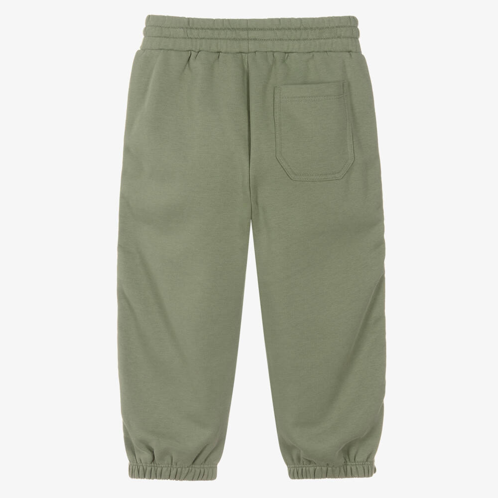 Stella McCartney Kids-Boys Green Joggers with Zipped Slogan Sides | Childrensalon Outlet