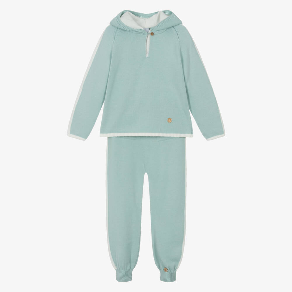 Artesanía Granlei-Boys Green Knit Hooded Top & Trouser Set | Childrensalon Outlet