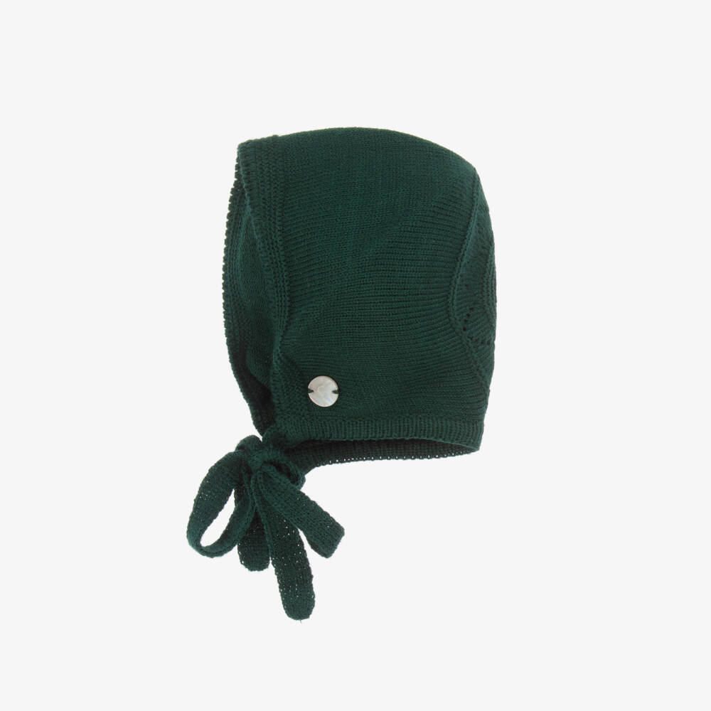 Artesanía Granlei-Boys Green Knitted Babysuit Set with Bear Motif | Childrensalon Outlet