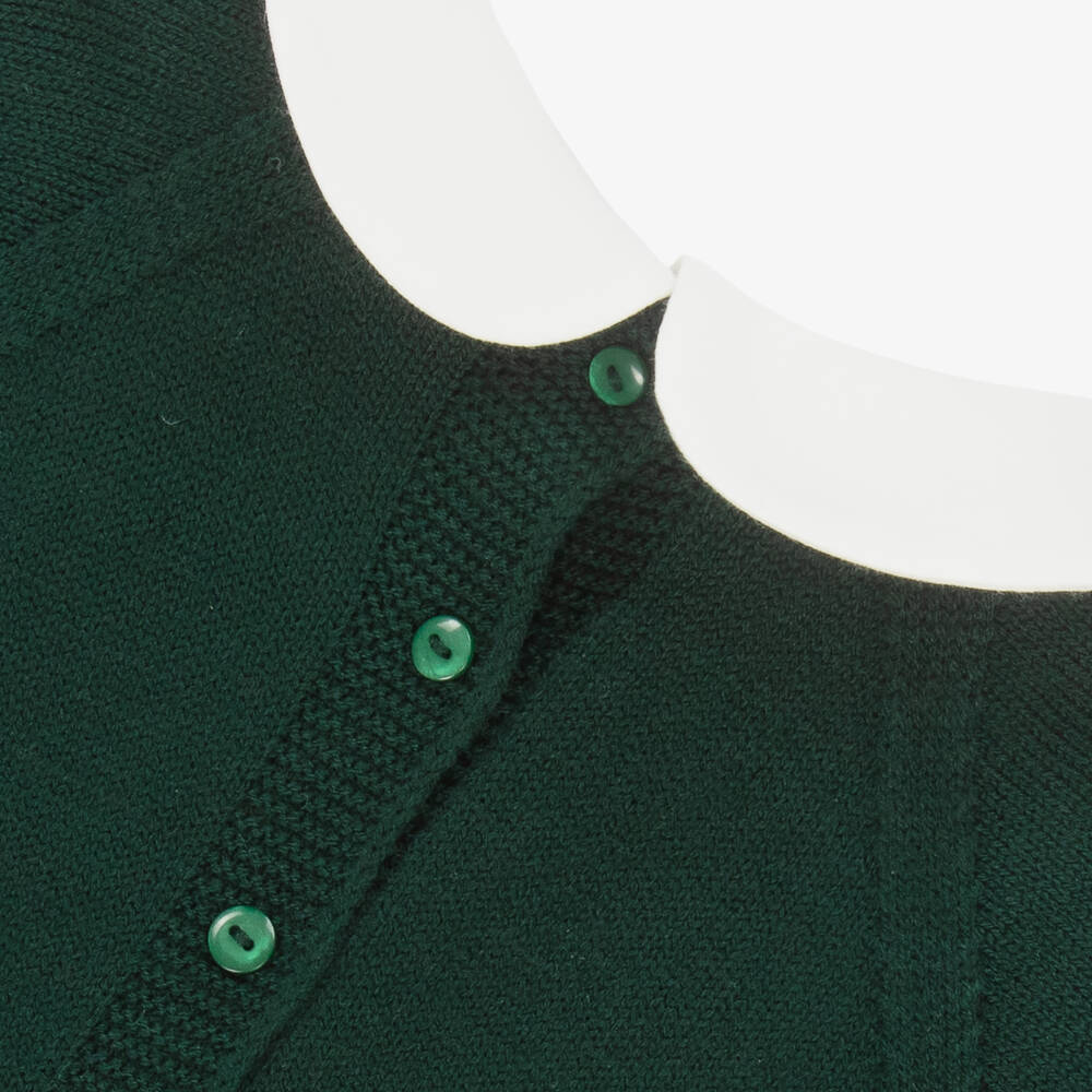 Artesanía Granlei-Boys Green Knitted Babysuit Set with Bear Motif | Childrensalon Outlet