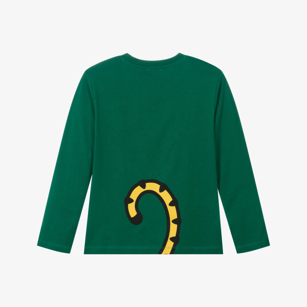 KENZO KIDS-Boys Green Kotora Tiger Organic Cotton Top | Childrensalon Outlet