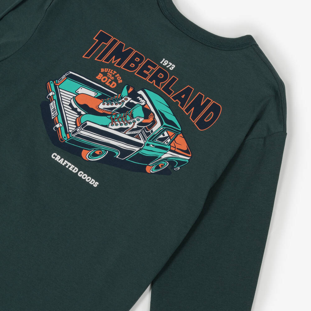 Timberland-Boys Green Organic Cotton Truck Logo Top | Childrensalon Outlet