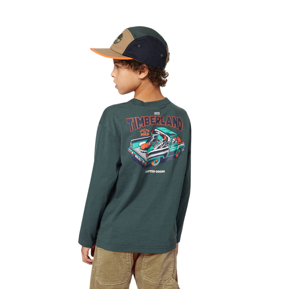 Timberland-Boys Green Organic Cotton Truck Logo Top | Childrensalon Outlet