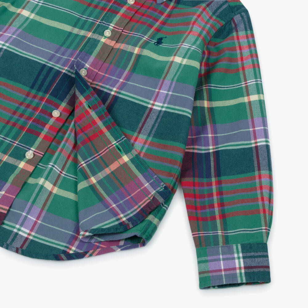 Ralph Lauren-Boys Green & Purple Tartan Brushed Cotton Shirt | Childrensalon Outlet