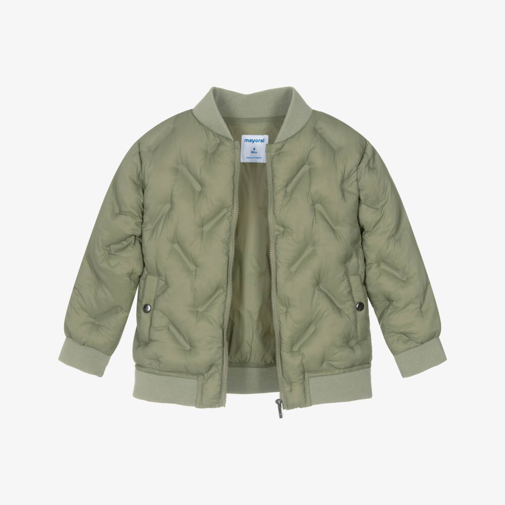 Mayoral-Boys Green Quilted Bomber Jacket | Childrensalon Outlet