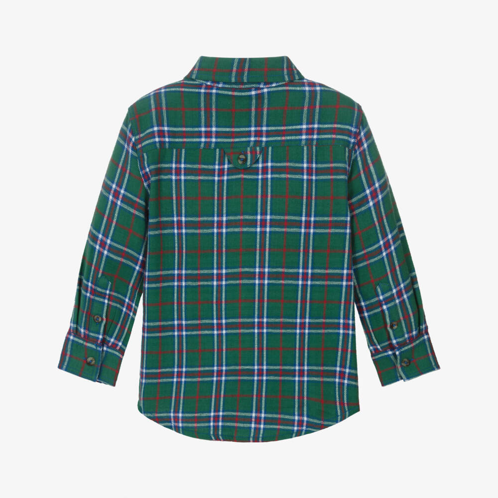 Hatley-Boys Green Tartan Check Brushed Cotton Shirt | Childrensalon Outlet
