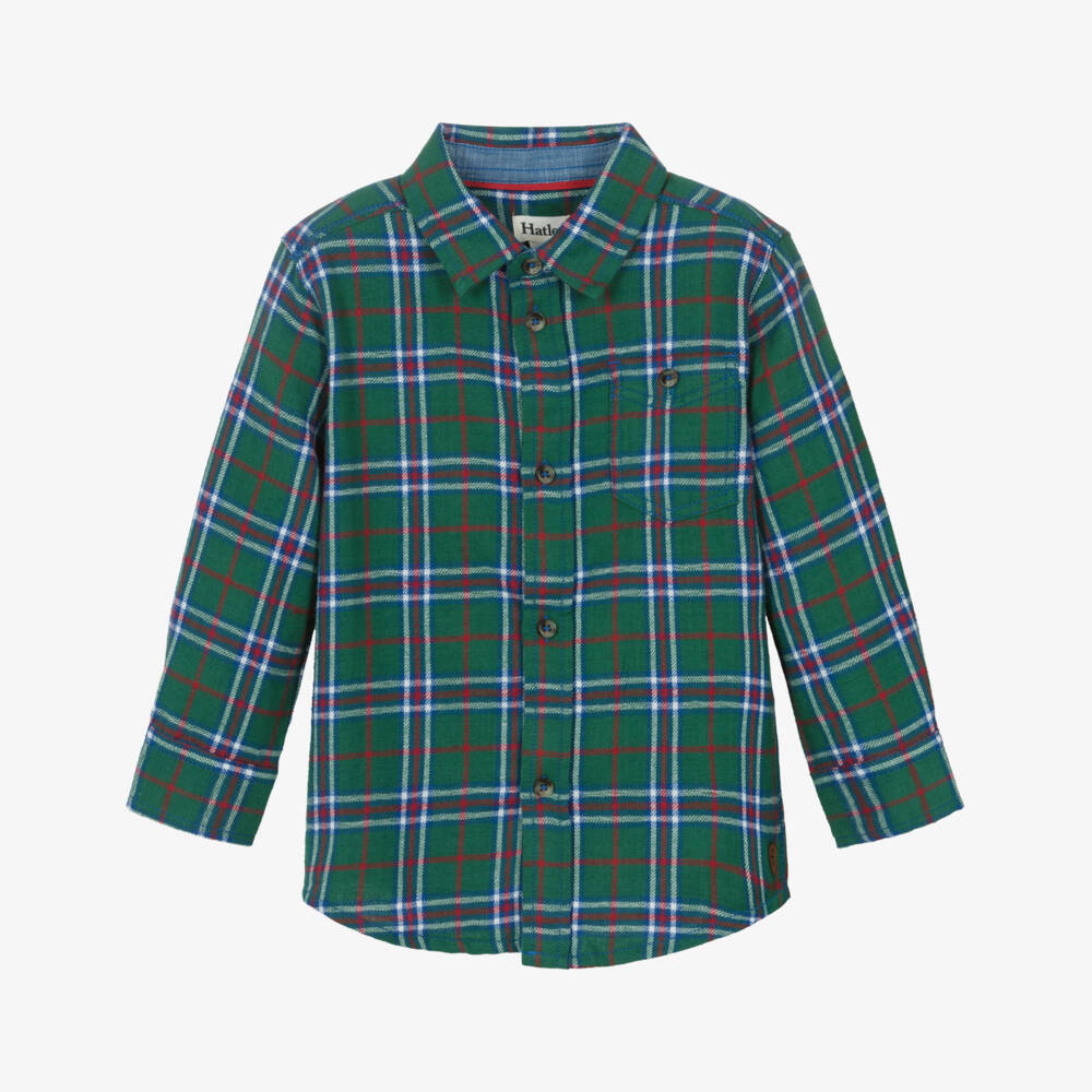 Hatley-Boys Green Tartan Check Brushed Cotton Shirt | Childrensalon Outlet