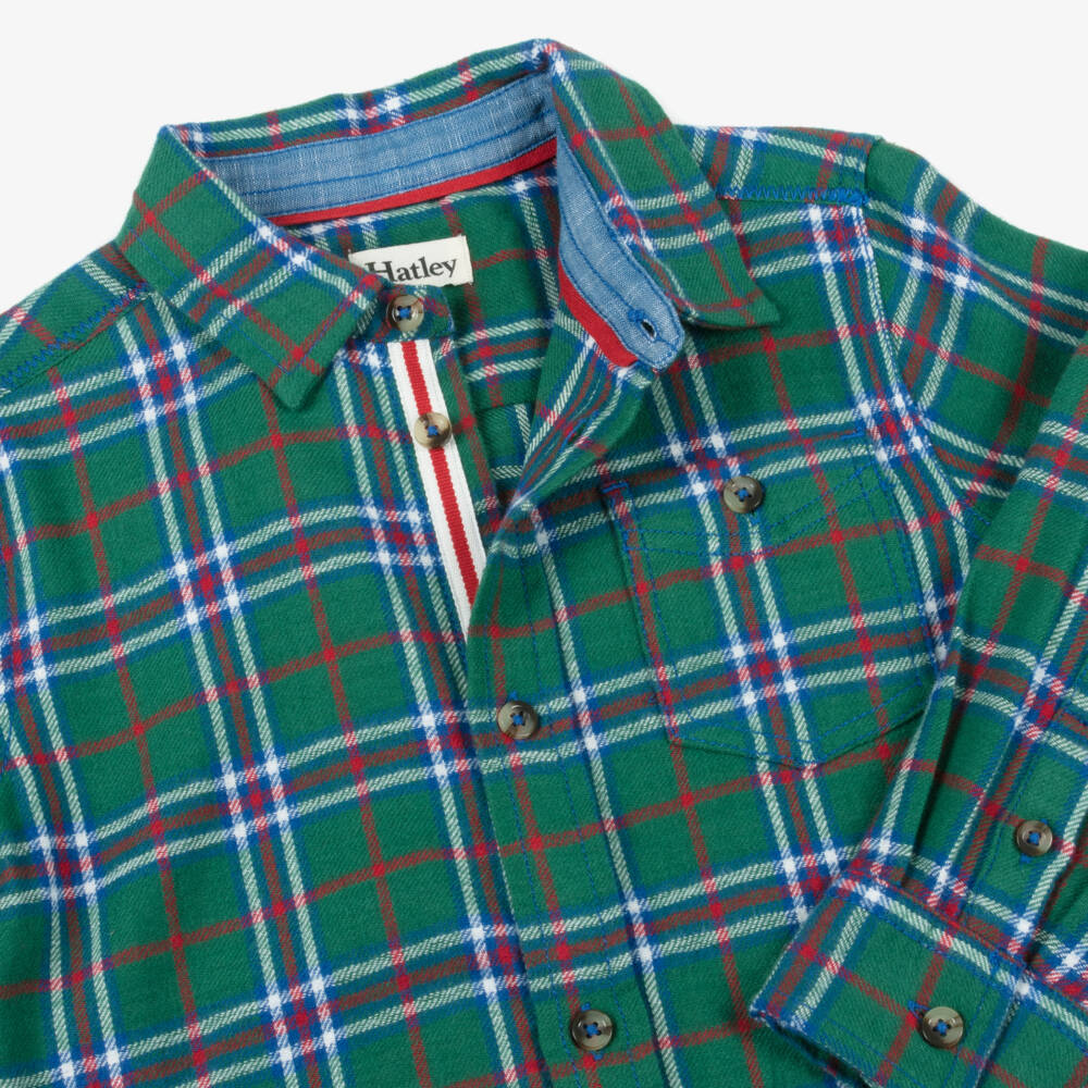 Hatley-Boys Green Tartan Check Brushed Cotton Shirt | Childrensalon Outlet